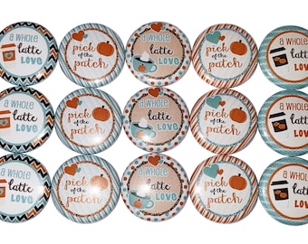 Pumpkin Magnet, Latte Magnet, 1", 1.25", 1.5", Button Magnet, Party Favor, Pumpkin Decor, Latte Theme, Pumpkin Theme, Fall Theme, FD028