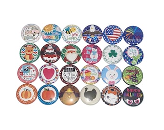 Holiday Magnet, 1", 1.25", 1.5", 2.25", Button Magnet, Christmas Magnet, Halloween Magnet, Calendar Magnet, Easter Magnet, X048