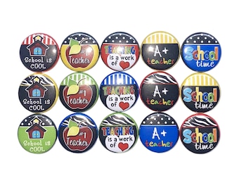 Teacher Magnet, 1", 1.25", 1.5", Button Magnet, School Magnet, Classroom Magnet, School Party Favor, School Gift, Back To School, SC007