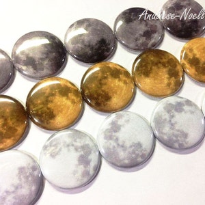 Moon, 1, 1.25, Button, Moon Theme, Moon Decor, Harvest Moon, Grey Moon, Brown Moon, White Moon, Full Moon, Flatback, Pinback, Pin, ZP002 image 5