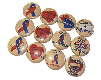 Congenital Heart Disease, CHD, 1", 1.25", 1.5", Button, Chd Awareness, Chd Ribbon, Chd Theme, Chd Ribbon Theme, Flatback, Pinback, CA020