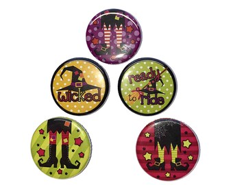 Witch Magnet, 1", 1.25", 1.5", 2.25", Button Magnet, Witch, Witch Feet, Witch Decor, Broom, Witch Party Favor, Witch Hat, Halloween, H014