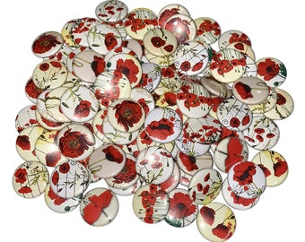 Poppy, 1", 1.25", 1.5", 2.25", Button, Poppy Theme, Poppy Decor, Red Poppy, Poppies, Flatback, Pinback, Pin, Badge, PF026