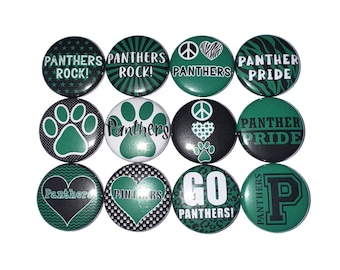 Panther Magnet, Green, Black, 1", 1.25", 1.5", 2.25", Button Magnet, Panther Theme, Party Favor, SM087