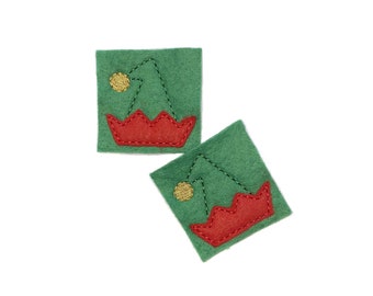 Elf Hat Felt, 2 Felts, Christmas, Green, Red, Unfinished, Craft Supply, Christmas Theme, Size 1 of 3, EMB109