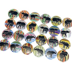 Elephants, 1&quot;, 1.25&quot;, 1.5&quot;, 2.25&quot;, Button, Elephant Theme, Elephant Decor, Party Favor, Gift, Craft Supply, Africa, Flatback, Pinback, A029