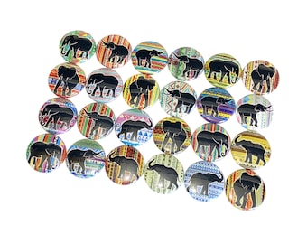 Elephants, 1", 1.25", 1.5", 2.25", Button, Elephant Theme, Elephant Decor, Party Favor, Gift, Craft Supply, Africa, Flatback, Pinback, A029