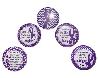 Purple Ribbon Magnet, 1", 1.25", 1.5", 2.25", Button Magnet, Purple Ribbon, Purple Ribbon Theme, Alzheimers, Epilepsy, Purple Theme, CA016
