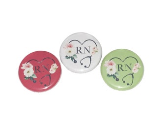 Nurse, Stethoscope, RN, 1", 1.25", 1.5", 2.25", Button, Nurse Theme, Nurse Decor, Watercolor, RN Gift, Flatback, Pinback, Pin, Badge, NU038