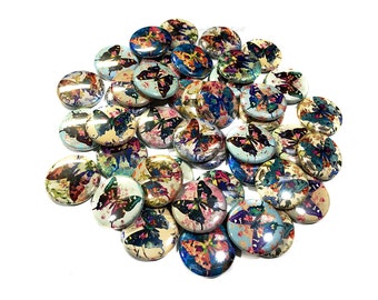 Butterfly, 1", 1.25", 1.5", 2.25", Button, Butterfly Decor, Butterfly Pattern, Butterfly Theme, Flatback, Pinback, Pin, Table Scatter, B003