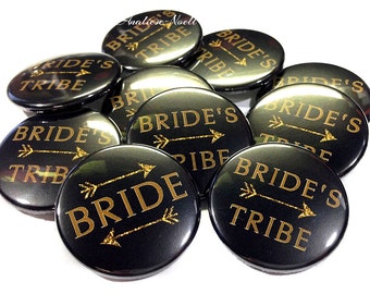 Bachelorette Party, Gold, Black, 1.5", 2.25", Pinback Button, Gold Arrow, Bachelorette Pin, Bridal Party, Gold Bachelorette, BW009, BW083