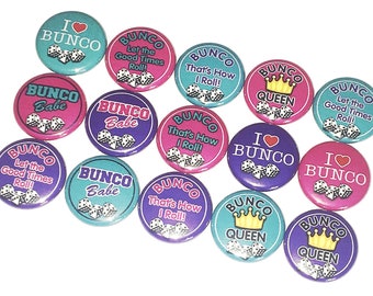 Bunco Magnet, 1", 1.25", Button Magnet, Bunco Birthday, Bunco, Party Favor, Bunco Gift, Bunco Theme, Bunco Button, Bunco Gift, Dice, GM005