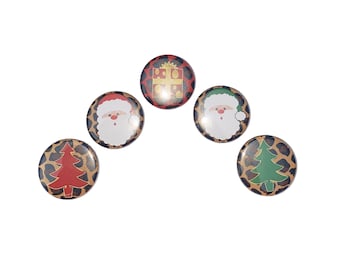 Santa, Christmas Tree, Leopard, 1", 1.25", Button, Christmas, Party Favor, Christmas Theme, Santa Theme, Party, Flatback, Pinback, X026