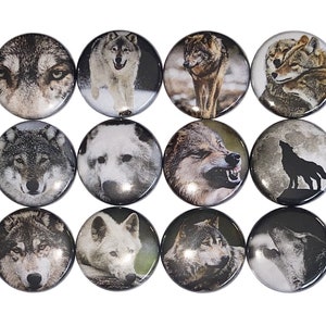 Wolves, Wolf Magnet, 1&quot;, 1.25&quot;, 1.5&quot;, 2.25&quot;, Button Magnet, Wolf Theme, Wolf, Wolf Decor, Wolf Party Favor, Wolf Gift, Wolf Button, A034