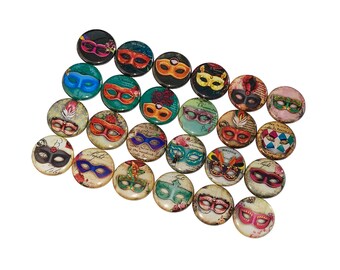 Carnival Mask, 1", 1.25", 1.5", 2.25", Button, Masquerade Mask, Masks, Mask Theme, Mardi Gras, Masquerade Party, Flatback, Pinback, MK004