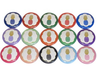 Pineapple Magnet, 1", 1.25", 1.5", 2.25", Button Magnet, Pineapple Decor, Pineapple Theme, Pineapple Party Favor, Pineapple Birthday, FD044
