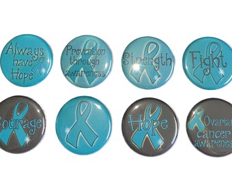 Ovarian Cancer, Teal Ribbon, 1", 1.25", 1.5", Button Magnet, Teal Ribbon Magnet, Ovarian Cancer Magnet, Teal Magnet, Teal Theme, CN008