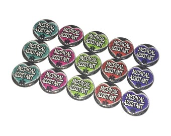 Medical Assistant, 1", 1.25", Button, Medical Theme, MA, Party Favor, Medical Assistant Gift, Heart, Black, Flatback, Pinback, Badge, MA003
