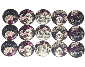 Skull Magnet, 1", 1.25", 1.5", 2.25", Button Magnet, Skull Theme, Deadly Love, Skull Party Favor, Valentine, Skull Gift, Love, Gift, D020