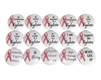 Pink Ribbon Magnet, 1", 1.25", 1.5", 2.25", Button Magnet, Pink Ribbon, Pink Ribbon Theme, Pink Ribbon Awareness, Breast Cancer, Pink, CN012