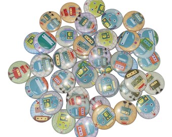 Robot, 1", 1.25", 1.5", Button, Robot Decor, Robot Theme, Robot Party Favor, Robot Flatback, Robot Pinback, Robot Pin, Badge, BY007