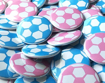 Gender Reveal, Soccer, Pink, Blue, 1", 1.5", 2.25", Pinback Button, Baby Shower, Futbol, Baby Reveal, Pregnancy Reveal, Boy or Girl, Shower