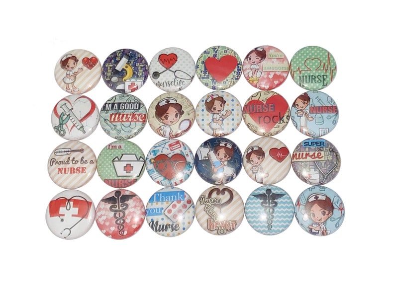 Nurse Theme 24 Buttons NU037 RN Nurses Ready to Ship 1 Pinback Button Table Scatter Nurse Party Favor Nurse Gift