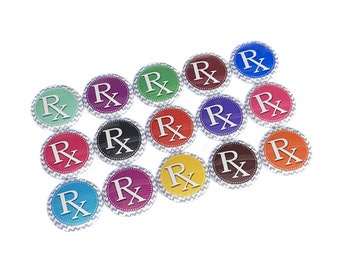 Pharmacy, Rx, 1", 1.25", 1.5", 2.25", Button, Rx Theme, Pharmacy Theme, Pharmacist Gift, Pharmacist Tech, Flatback, Pinback, Badge, RX001