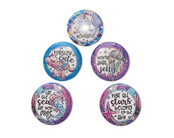 Sea Magnet, 1", 1.25", 1.5", 2.25", Button Magnet, Sea Turtle, Star Fish, Sea Horse, Narwhal, Jellyfish, Sea Party Favor, Sea Theme, AQ001