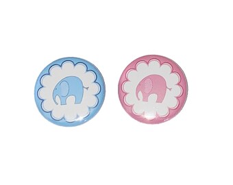 Elephant, Gender Reveal, Pink, Blue, 1.25", 1.5", 2.25", Pinback Button, Girl or Boy, Baby Reveal, Elephant Baby Shower, Votes, VB004, VB010