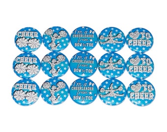 Turquoise Cheer, Cheer Magnet, 1", 1.25", 1.5", Button Magnet, Cheer Theme, Cheer Decor, Cheerleading, Cheer Gift, Cheer Birthday, CD021