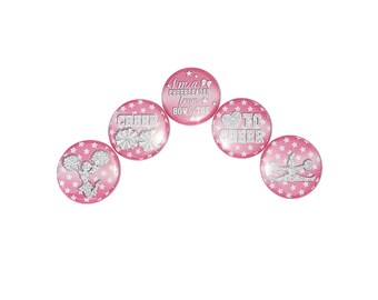 Pink Cheer, Cheer, 1", 1.25", 1.5", Button, Cheer Theme, Cheer Decor, Cheerleading, Gift, Cheer Birthday, Poms, Flatback, Pinback, CD028