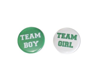 Gender Reveal, Green, White, 1.25", 1.5", 2.25", Pinback Button, St. Patrick's, March Baby Shower, Baby Reveal, Boy or Girl, VB110, VB459