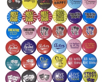 Theater Magnet, 1", 1.25", 1.5", 2.25", Button Magnet, Drama Magnet, Acting Magnet, Actor Magnet, Drama Class, Theater Class, Acting, HI008