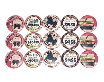 Back to School Magnet, 1", 1.25", 1.5", 2.25", Button Magnet, School Decor, School Theme, Backpack, Recess, School, Globe, Subjects, SC018