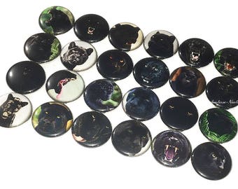 Panther, 1", 1.25", 1.5", 2.25", Button, Panther Theme, Panther Decor, Panther Party Favor, Cat Rescue, Big Cat, Flatback, Pinback, A012
