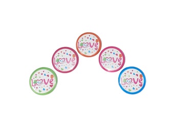 Love, Heart, 1", 1.25", Button, Love Pin, Heart Party Favor, Valentine's, Valentine Pin, Valentine Party Favor, Valentine Flatback, V006