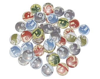 Sloth, 1", 1.25", 1.5", Button, Green, Beige, Brown, Gray, Sloth Decor, Sloth Theme, Sloth Party Favor, Sloth Gift, Flatback, Pinback, A038