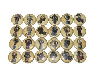 Gas Mask Magnet, 1", 1.25", 1.5", 2.25", Button Magnet, Gas Mask, Gas Mask Decor, Party Favor, Gas Mask Theme, Respirator, Survival, MK001