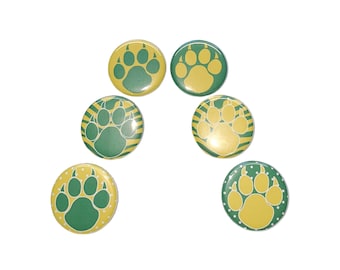 Claw Magnet, Paw Magnet, Green, Yellow, 1", 1.25", 1.5", Button Magnet, Yellow Claw, School Spirit, School Pride, Sports Team, PP020