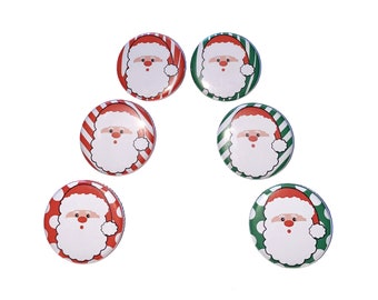 Santa Magnet, 1", 1.25", 1.5", Button Magnet, Red, Green, Santa Decor, Party Favor, Santa Theme, Santa Button, Santa Face, Santa Hat, X031