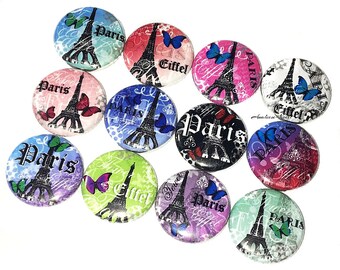 Paris Magnet, 1", 1.25", 1.5", 2.25", Button Magnet, Paris, Paris Theme, Paris Decor, Party Favor, Eiffel Tower, Blue, Purple, Green, TS011