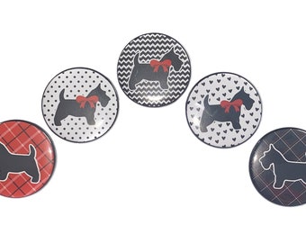 Scottie Magnet, Dog Magnet, 1", 1.25", 1.5", 2.25", Button Magnet, Scottie Decor, Terrier Magnet, Terrier Decor, Scottish, Red Plaid, DG003