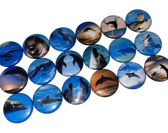 Dolphins, 1", 1.25", 1.5", 2.25", Button, Dolphin, Dolphin Theme, Dolphin Decor, Dolphin Party Favor, Dolphin Gift, Flatback, Pinback, AQ006