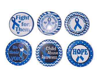 Child Abuse Awareness, 1", 1.25", Button, Blue Ribbon, Blue Ribbon Theme, Child Abuse, Child Abuse Theme, Flatback, Pinback, Badge, CB001