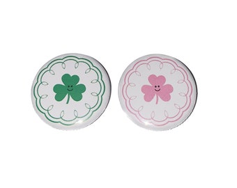 Gender Reveal, St. Patrick's Day, Pink, Green, 1.25", 1.5", 2.25", Pinback Button, Shamrock, Shower, Pink Clover, Green Clover, VB548, VB553