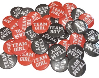 Gender Reveal, Red, Black, 1.25", 1.5", 2.25", Pinback Button, Baby Reveal, Baby Shower, Ladybug Theme, Team Boy, Team Girl, VB150, VB126