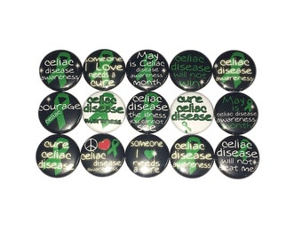Celiac Disease, Green Ribbon, 1", 1.25", Button Magnet, Green Ribbon Magnet, Celiac Disease Magnet, Green Ribbon Decor, Celiac Theme, CA002