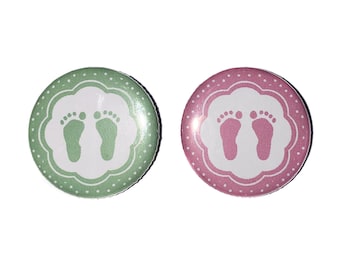 Baby Feet, Gender Reveal, Mint, Pink, 1.25", 1.5", 2.25", Pinback Button, Girl or Boy, Easter, Pregnancy, Baby Reveal, Vote, VB495, VB038