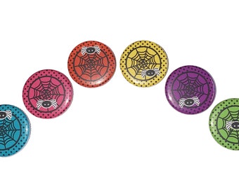 Spider Web Magnet, 1", 1.25", Button Magnet, Halloween Party Favor, Spider Web, Spider Magnet, Halloween Magnet, Halloween, Fall, H020